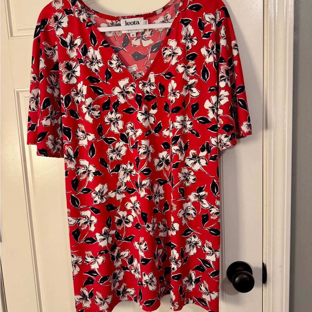 Leota Red Floral Top XL • Dia & Co • Made in USA